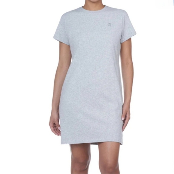 ❤️ New! Champion T-Shirt Dress Light Grey Women's XS Cotton Blend Short Sleeve - Picture 11 of 11